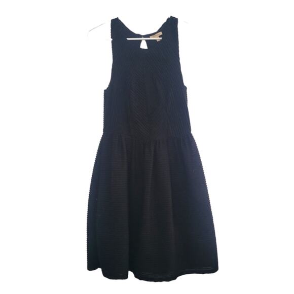 Small Anthropologie Bordeaux black ribbed sleeveless fit & flare skater dress - Picture 1 of 4